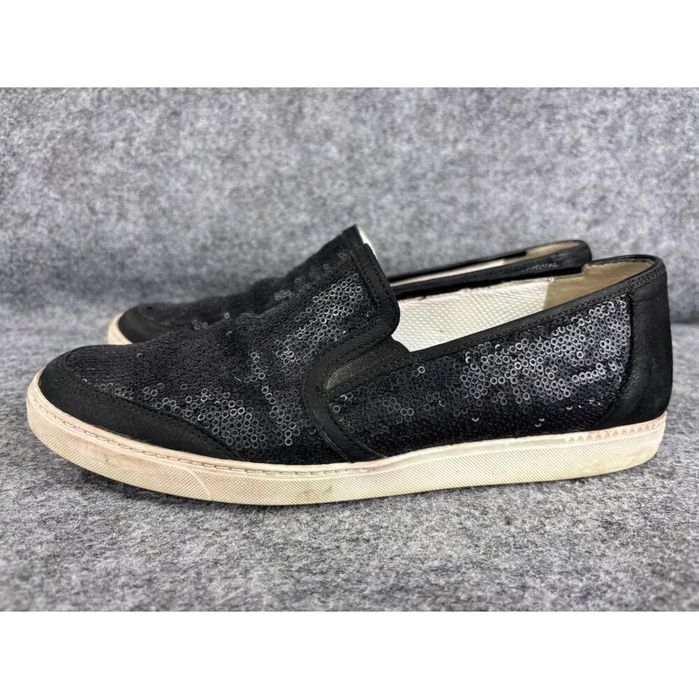 Paul Green Shoes Womens Size 6 Black Leather‎ Sequin Slip On Casual Sneakers